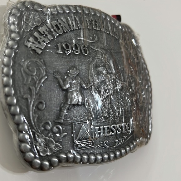 1996 Hesston National Finals Rodeo Belt Buckle NEW NFR Pewter Vintage - Picture 3 of 4